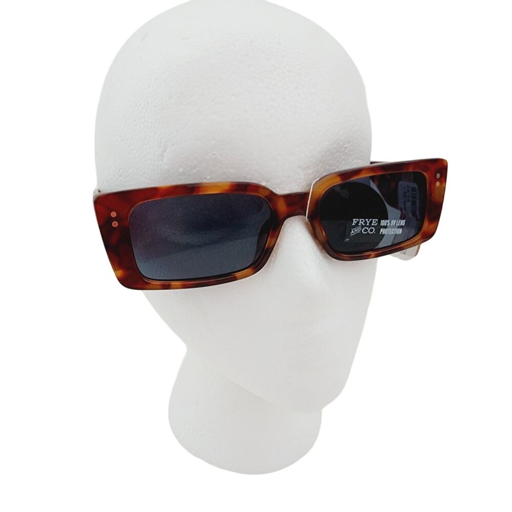 Frye Brown Tortoise Shell Print Brown Retro Rounded Rectangle Sunglasses 100% UV